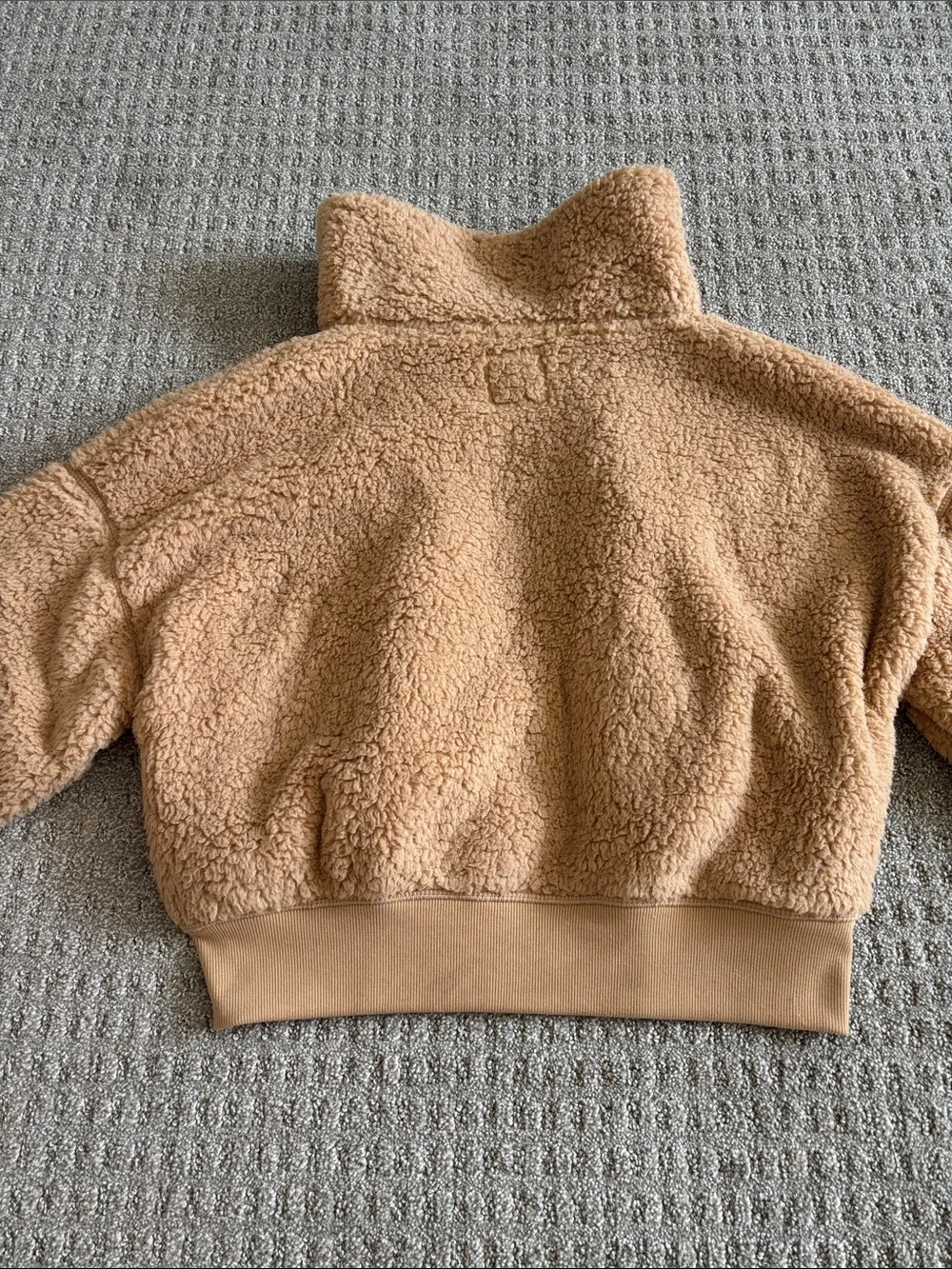 SO Tan Teddy Puffer Jacket with White Daisy Appliqués